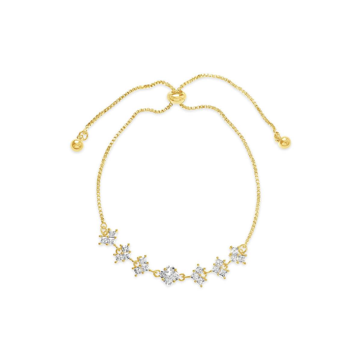 14K GOLD PLATED BRACELET WITH CUBIC ZIRCONIA STONES.B2140 WITH A FREE GIFT BOX.