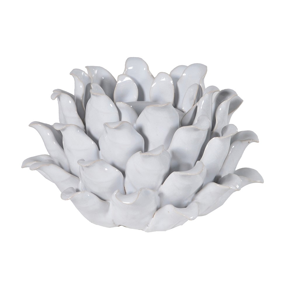 Flower Effect Candle Holder | White