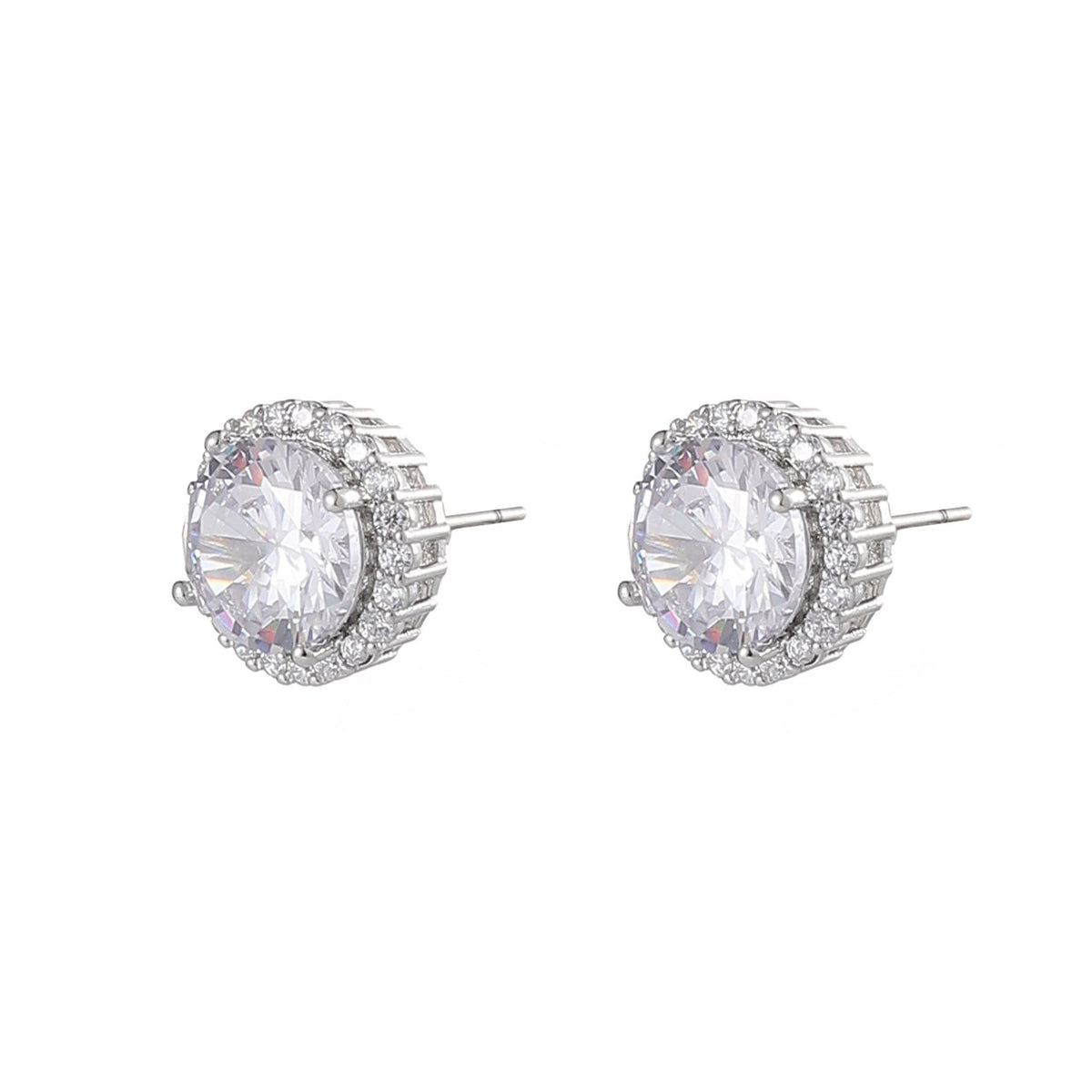RHODIUM  PLATED  EARRINGS WITH CUBIC ZIRCONIA STONES E1651 WITH A FREE GIFT BOX.