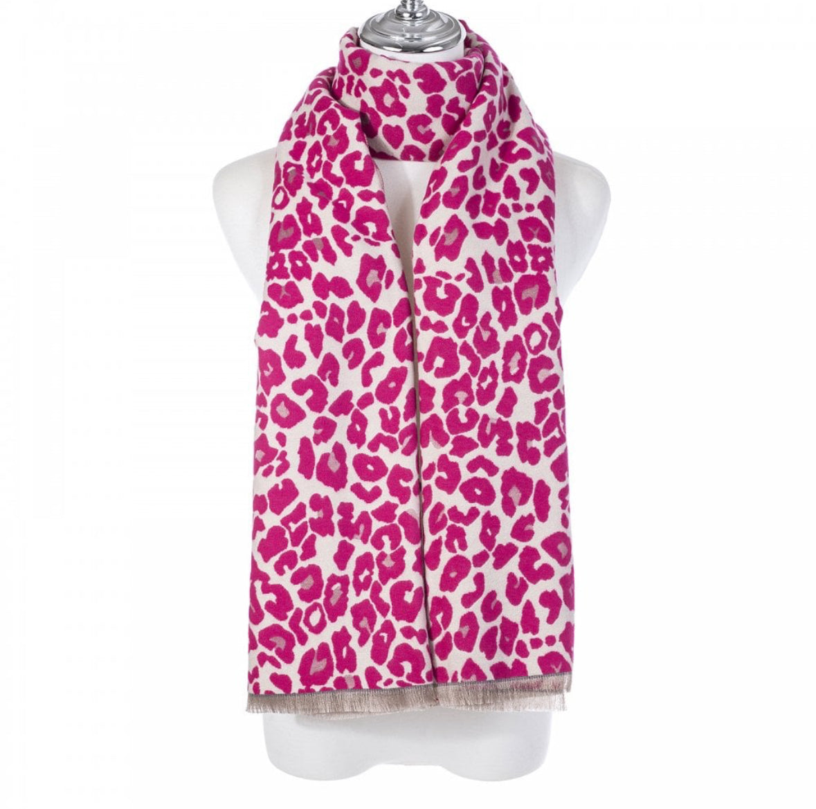 Luxe Pashmina | Leopard Print | Fuchsia