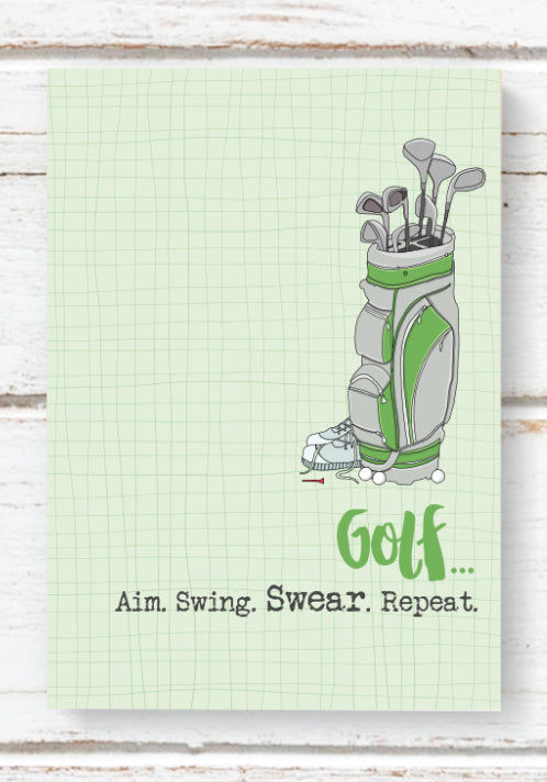 A6 Notebook | Golf…Aim.Swing.Swear.Repeat