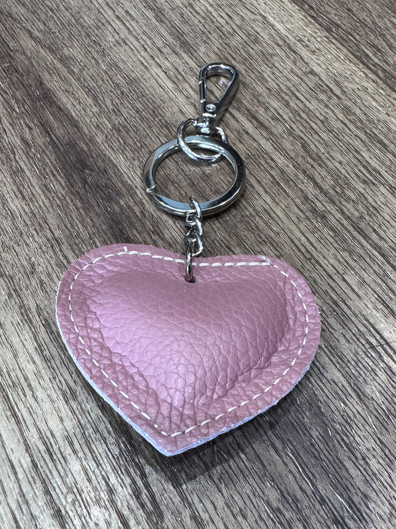 Italian Leather Heart Shaped Key Ring