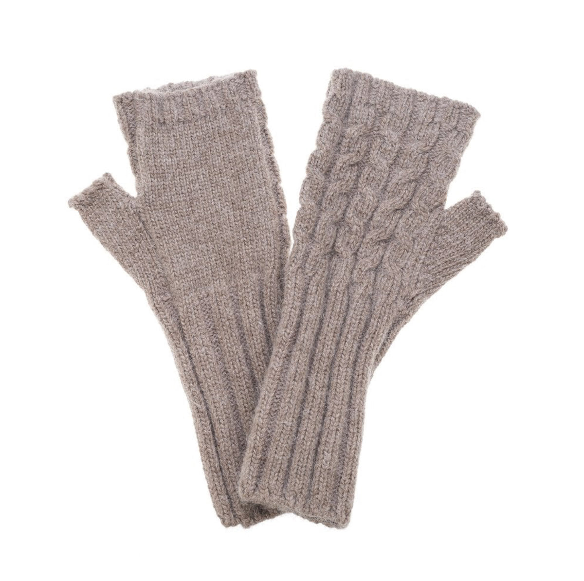 Wool Mix Fingerless Gloves | Cappuccino