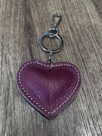 Italian Leather Heart Shaped Key Ring