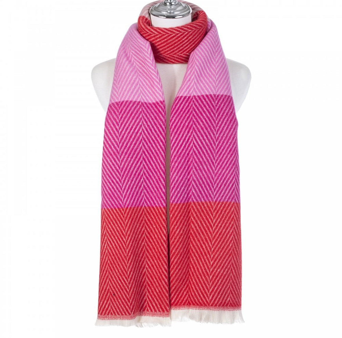 Luxe Oversize Scarf | Chevron Striped | Pink/Orange