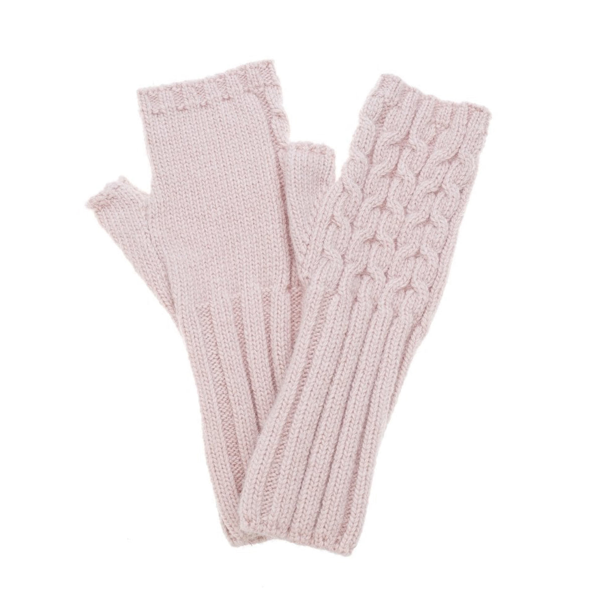 Wool Mix Fingerless Gloves | Pink