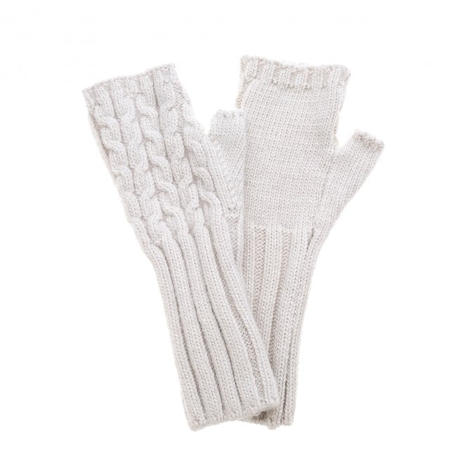 Wool Mix Fingerless Gloves | Stone