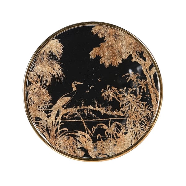 Set of Four Antique Gold Coasters | Grasses Design | Gold & Mirror