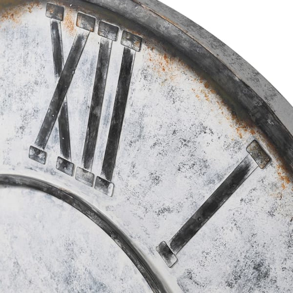 Galvanised Metal Wall Clock | White wash