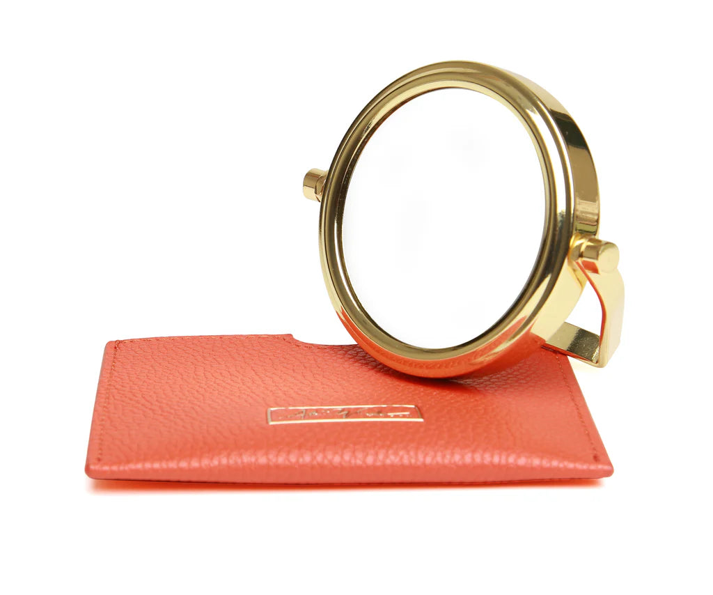 Mini Travel Mirror & Case | 7x Magnification | Orange