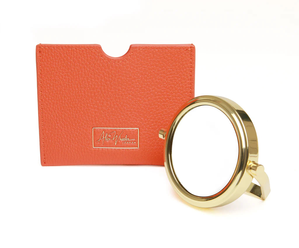 Mini Travel Mirror & Case | 7x Magnification | Orange