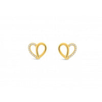 Brilliant Cut Cubic Zirconia Half and Half Heart Earring | Gold Plated