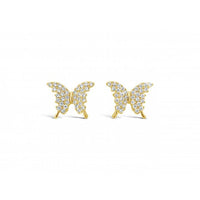 Brilliant Cut Cubic Zirconia Butterfly Earring | Gold Plated