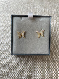 Brilliant Cut Cubic Zirconia Butterfly Earring | Gold Plated