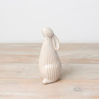 Standing Bunny Ornament | Beige & Cream Ribbed | 15.8cm