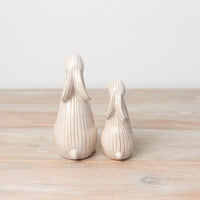 Standing Bunny Ornament | Beige & Cream Ribbed | 15.8cm