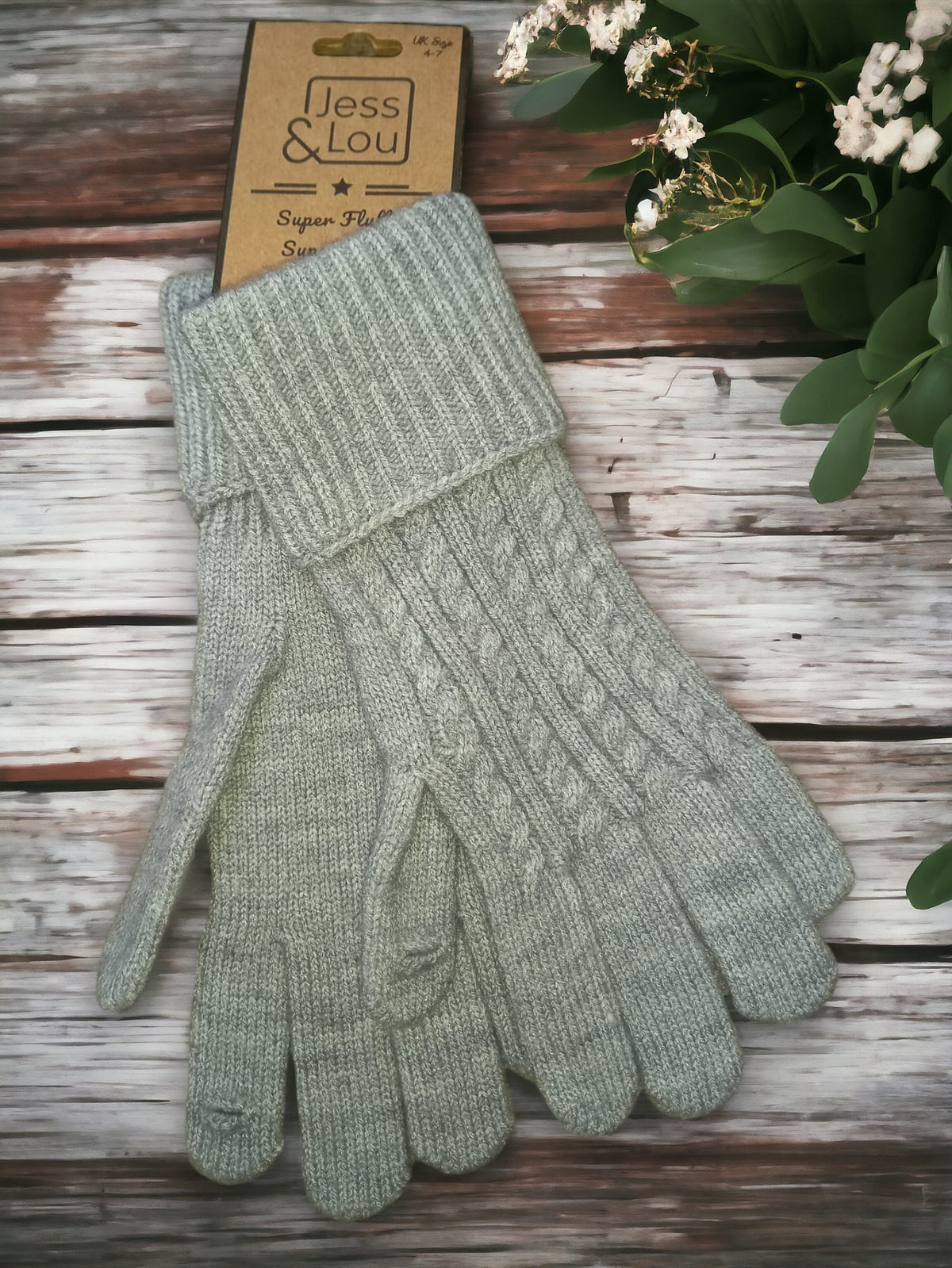 Cosy Cable Knit Gloves | Grey