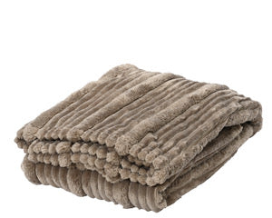 Luxury Faux Fur Ribbed Throw | Grey