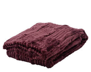 Luxury Faux Fur Ribbed Throw | Plum