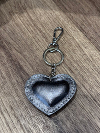 Italian Leather Heart Shaped Key Ring