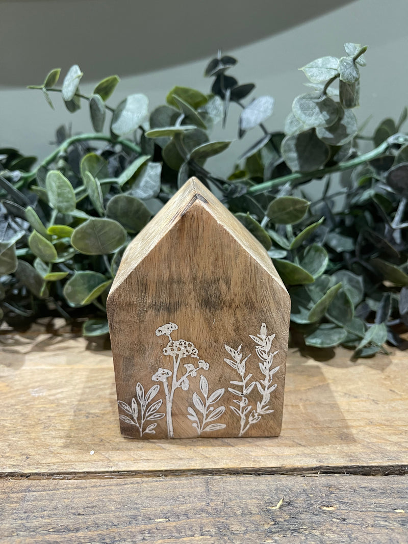 Wooden House | Small | Floral Design | 10cm