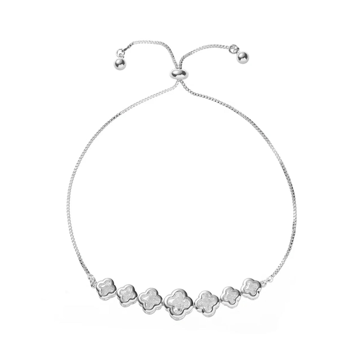 Adjustable Bracelet with Cubic Zirconia | Rhodium Plated