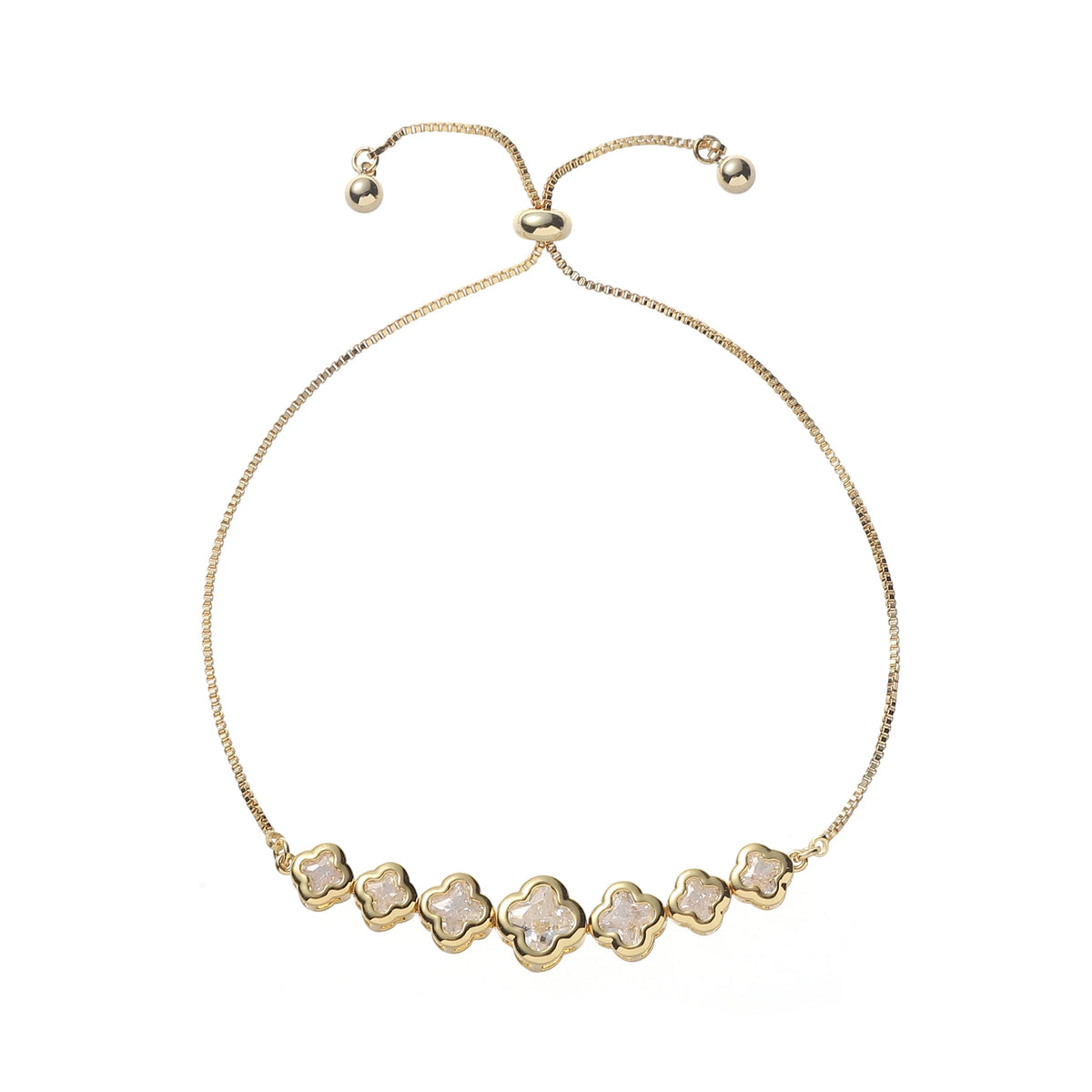 Adjustable Bracelet with Cubic Zirconia | Gold Plated