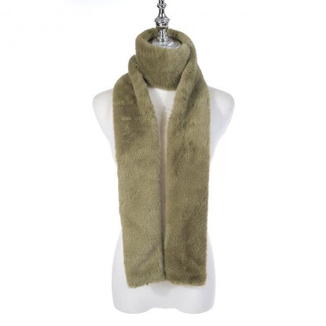 Luxe Faux Fur Long Scarf | Olive