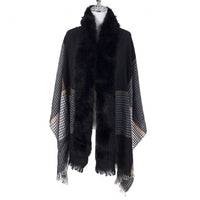 Luxe Faux Fur Edged Wrap | Black