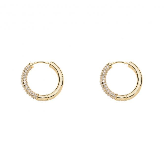 Micropave Cubic Zirconia Hoop Earrings | Gold Plated