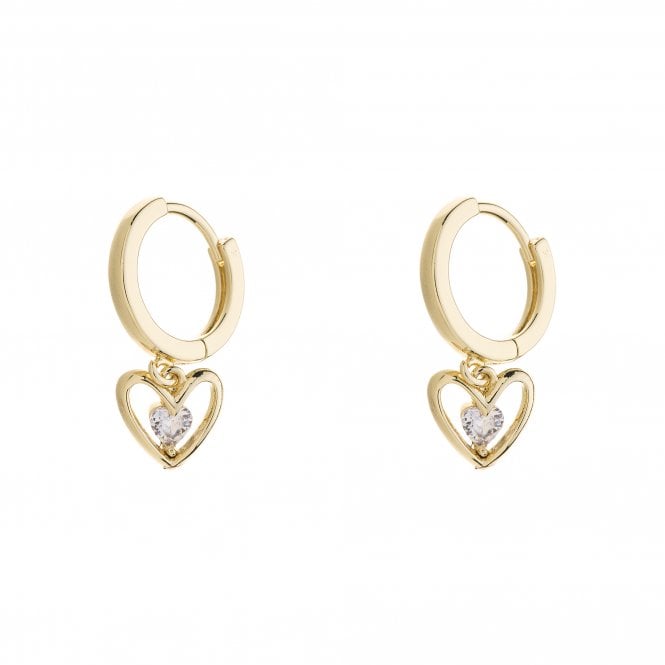 Crystal Heart Drop Earrings | Gold Plated & Cubic Zirconia