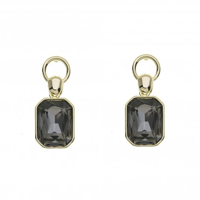 Grey Stone Drop Earrings | Gold Plated