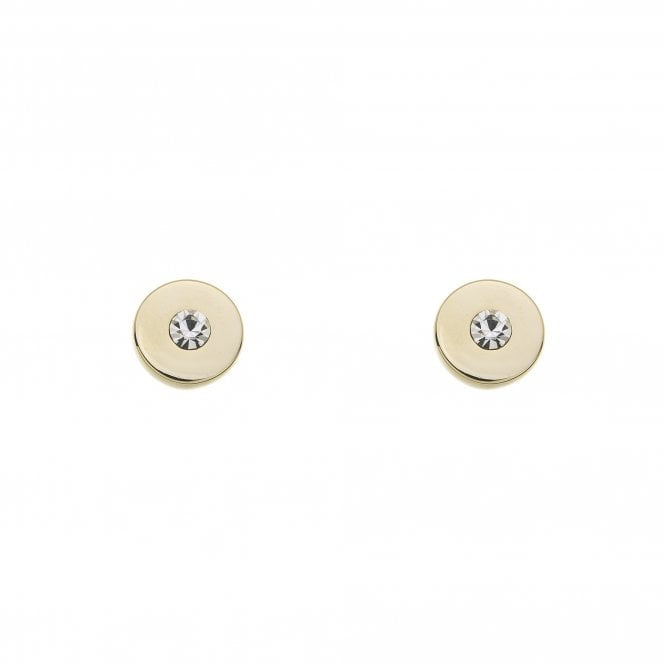 Gold Disc Crystal Stud Earring | Rhodium Plated | Sensitive