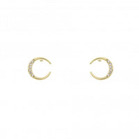 Gold Moon Shaped Stud Earrings | Crystal Detail | Sensitive