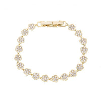 Elegant Flower Link Bracelet | Gold Plated | Cubic Zirconia