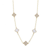 4-Leaf Clover Short Necklace | Gold Plated, Cubic Zirconia & Winter White