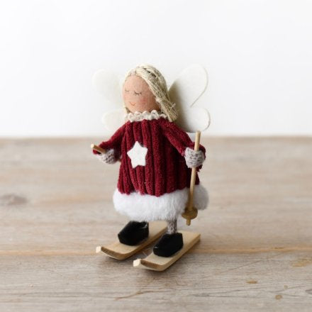 Skiing Angel Decoration | 11.5cm | Red