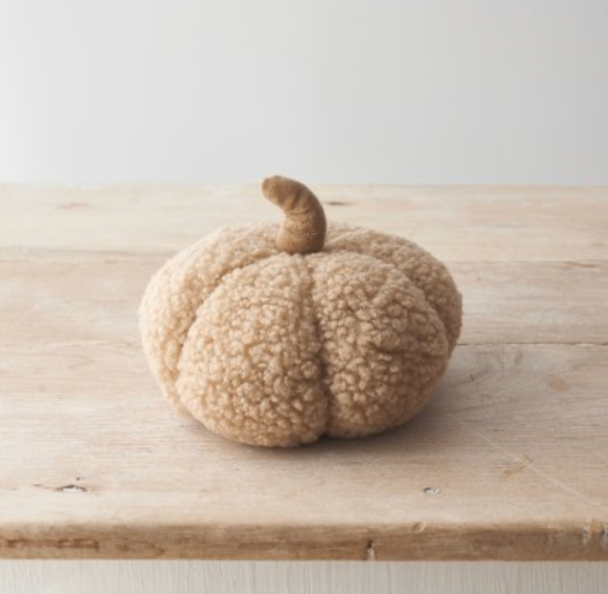 Pumpkin Ornament | Sherpa Fabric | Natural | 11cm