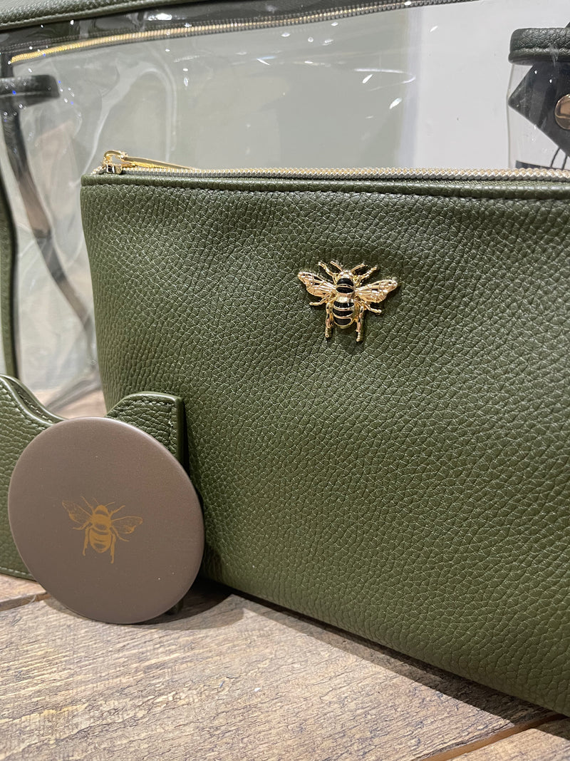 Three Piece Travel Beauty Set | Olive
