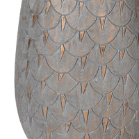 Grey & Gold Scalloped Lamp | Linen Shade | Grey/Gold