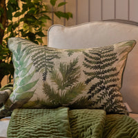 Elowen Printed Piped Cushion | Green | 40cm x 60cm | Feather Filled