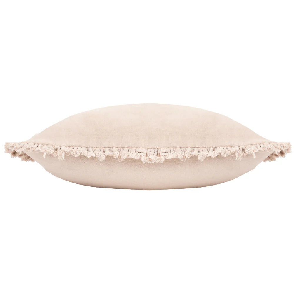 Bertie Washed Cotton Velvet Cushion | Natural | 45cm x 45cm | Feather Filled