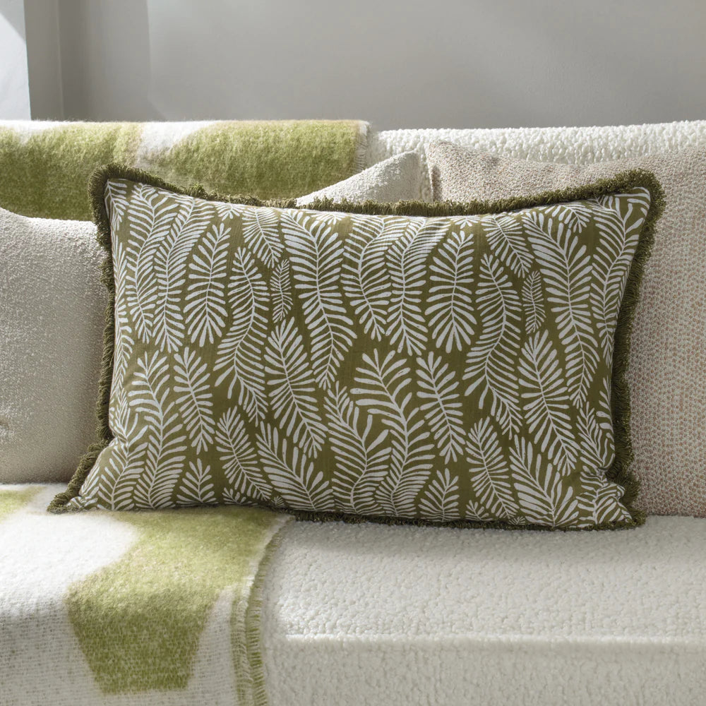 Fern Cushion | Olive | 40cm x 60cm | Feather Filled