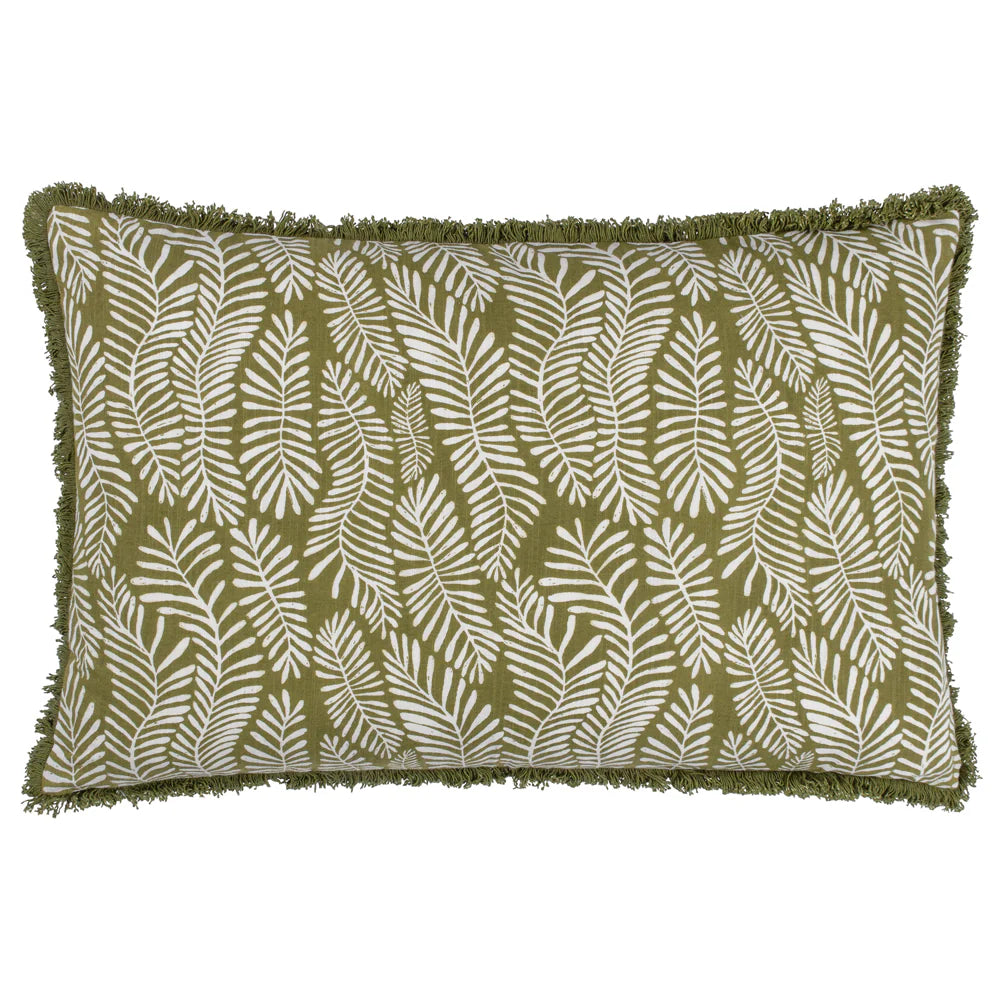 Fern Cushion | Olive | 40cm x 60cm | Feather Filled