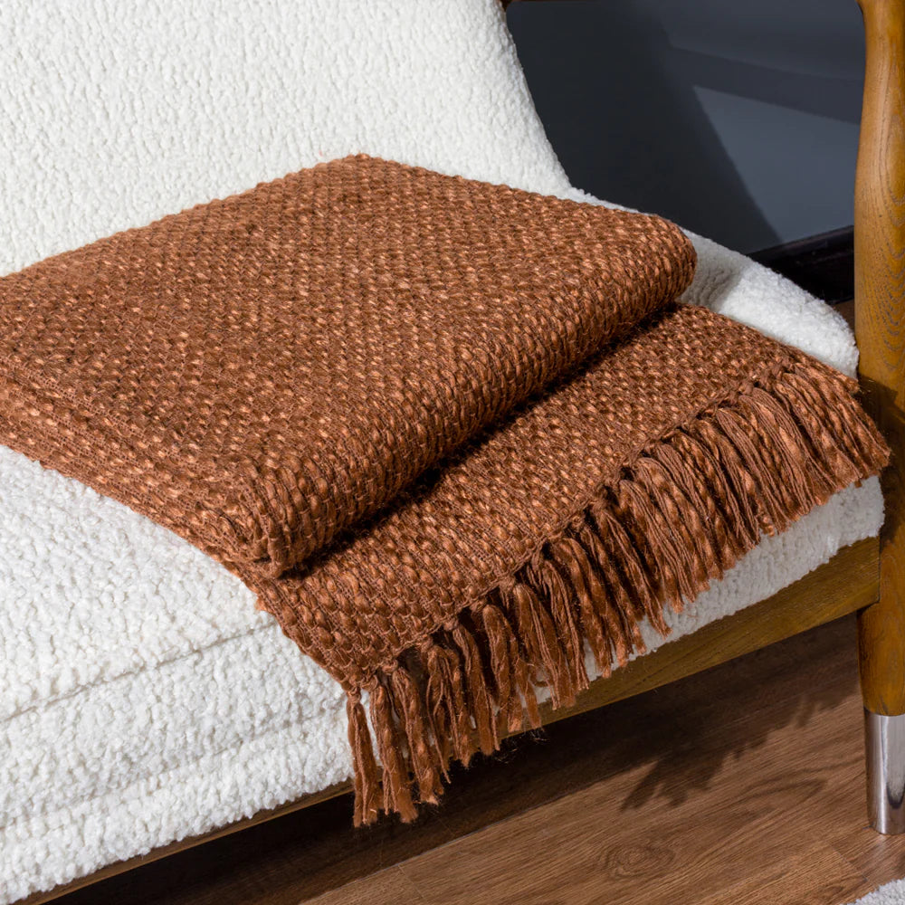 Morni Woven Fringed Throw | Hazel | 130 x 180cm