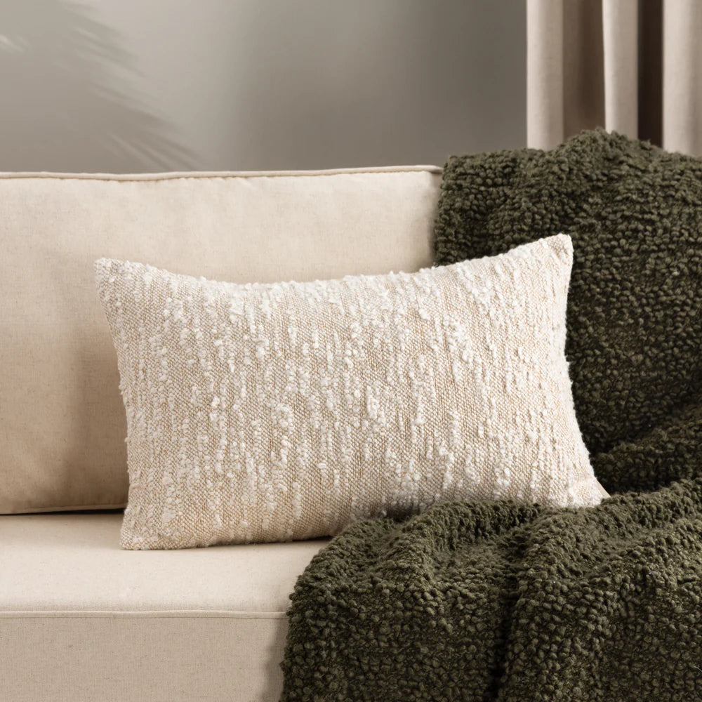 Oblong Textured Cushion | Natural | 40cm x 60cm | Feather Filled