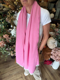 Luxe Oversize Soft Scarf | Herringbone | Pink