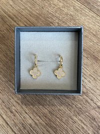 4-Leaf Clover Drop Earrings | Gold Plated & Cubic Zirconia