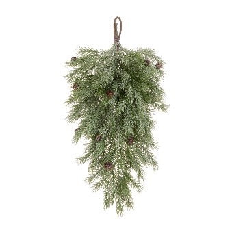 Frosted Pine Teardrop Hanging Bough | 51cm