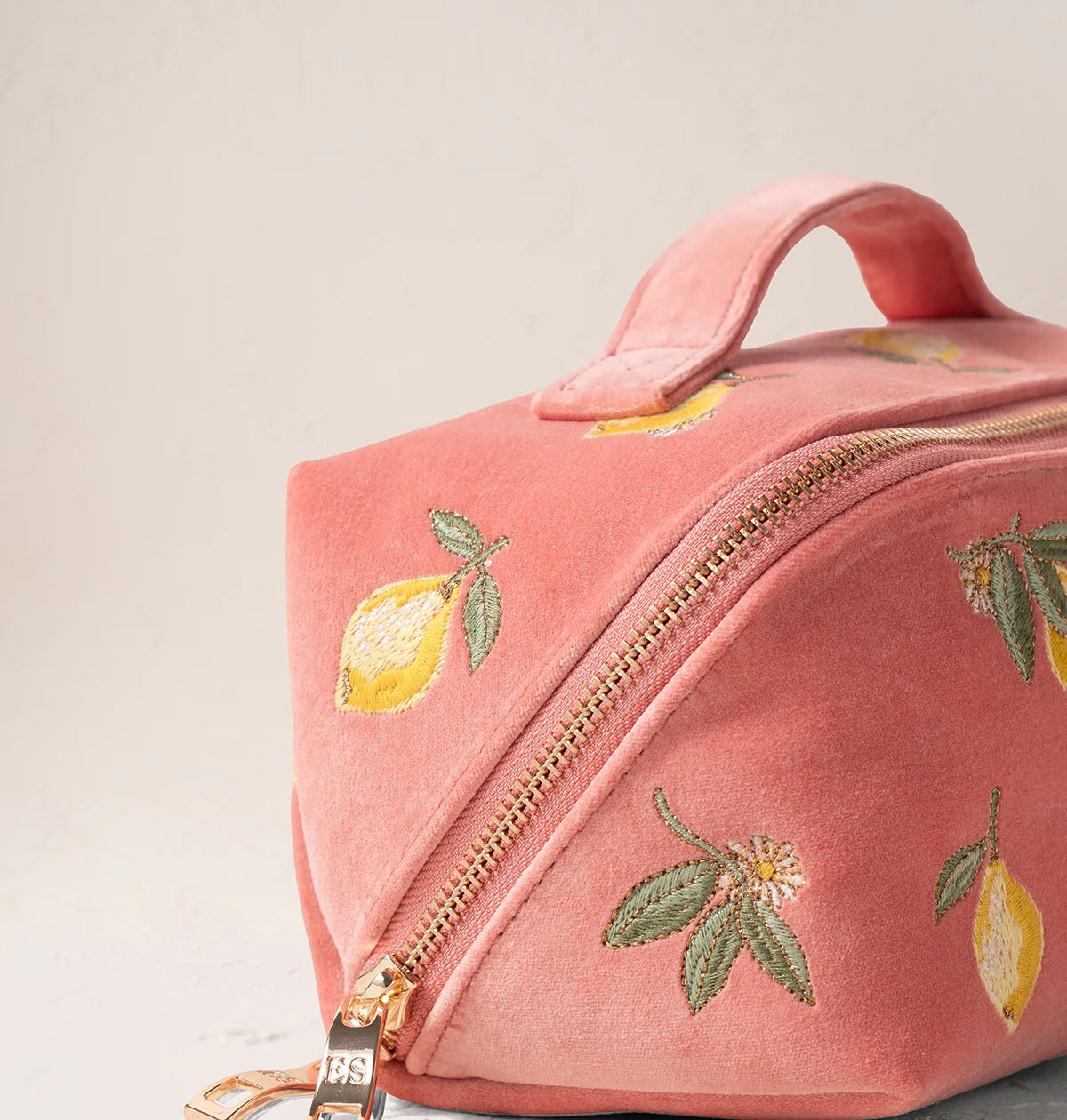 Elizabeth Scarlett | Lemon Blossom | Open Flat Makeup Bag | Coral